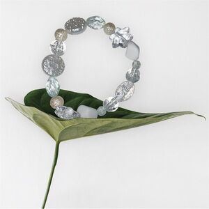 Elegant Silver and White Beaded Bracelet